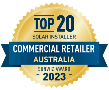 SunWiz Award 2023 — Top 20 Solar Installer, Commercial Retailer Australia